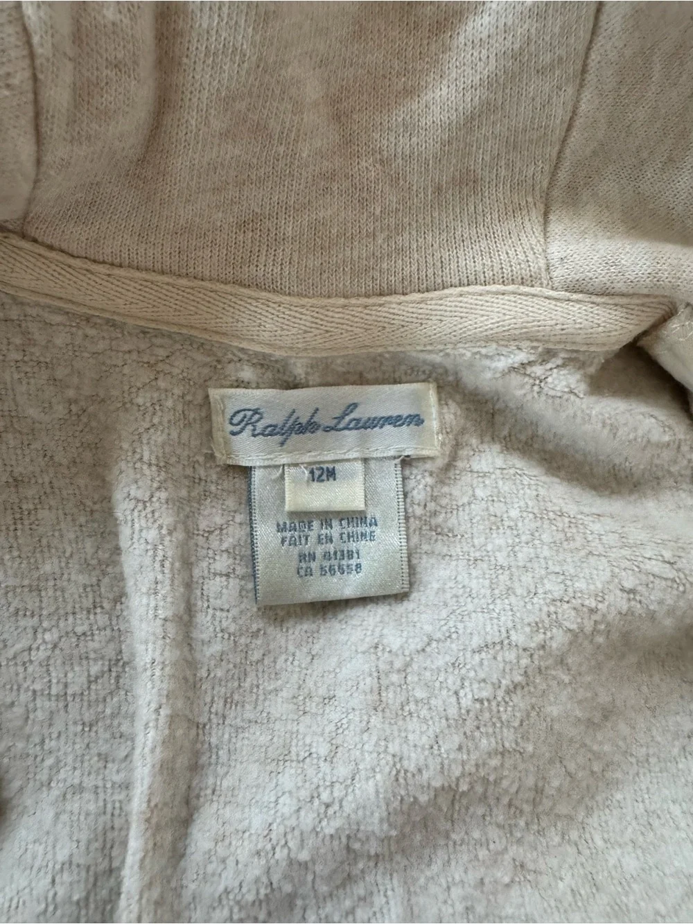 Ralph Lauren Cream Infant One-Piece with Embroidered Crest